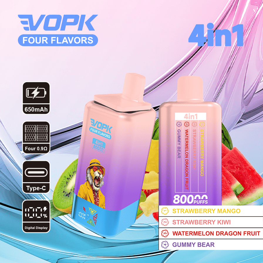 VOPK 4-in-1 80000 Puffs Disposable Vape - Quad-Flavor Technology with Mesh Coil