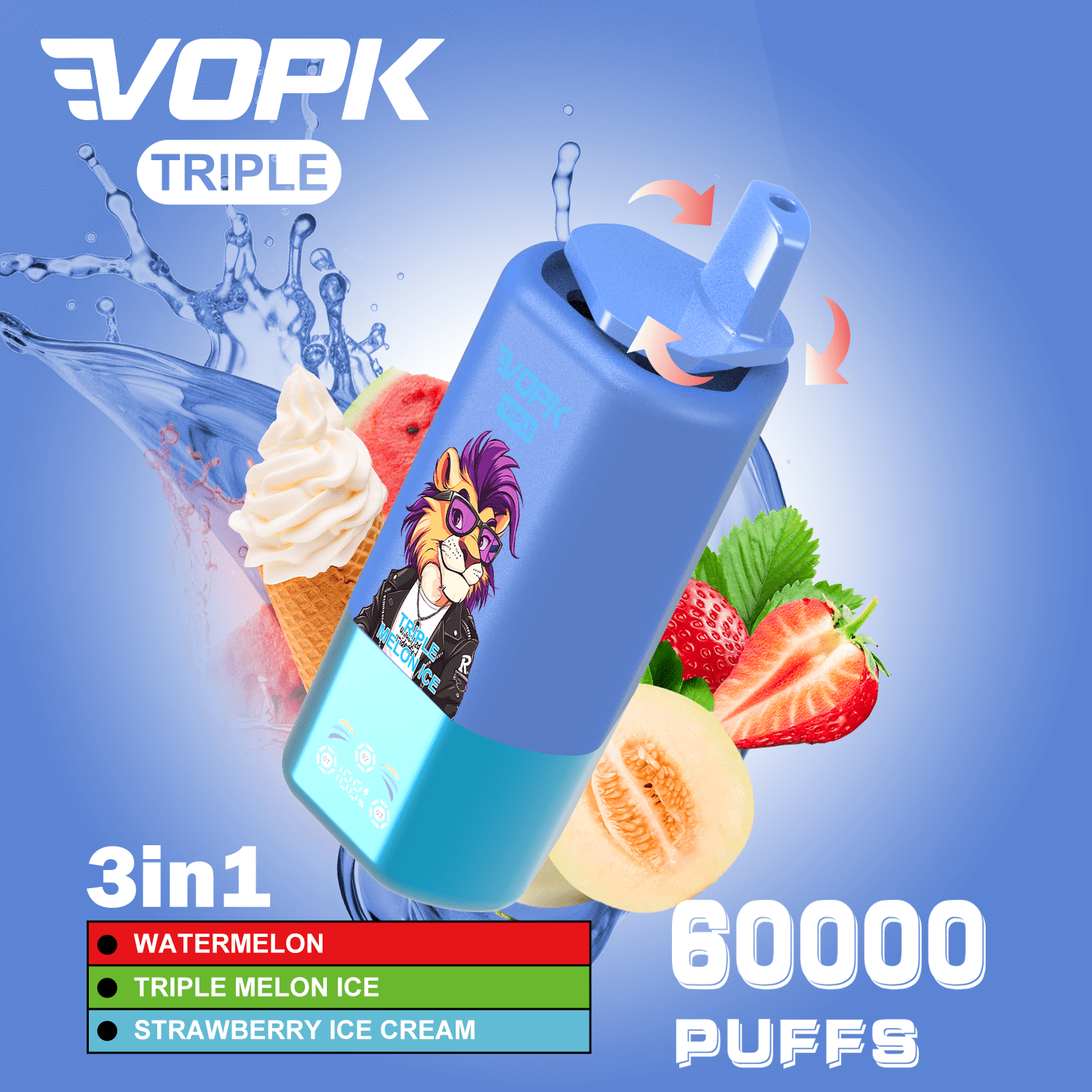 VOPK Triple 3-in-1 60000 Puffs Disposable Vape Your Ultimate Flavor Experience - Image 4