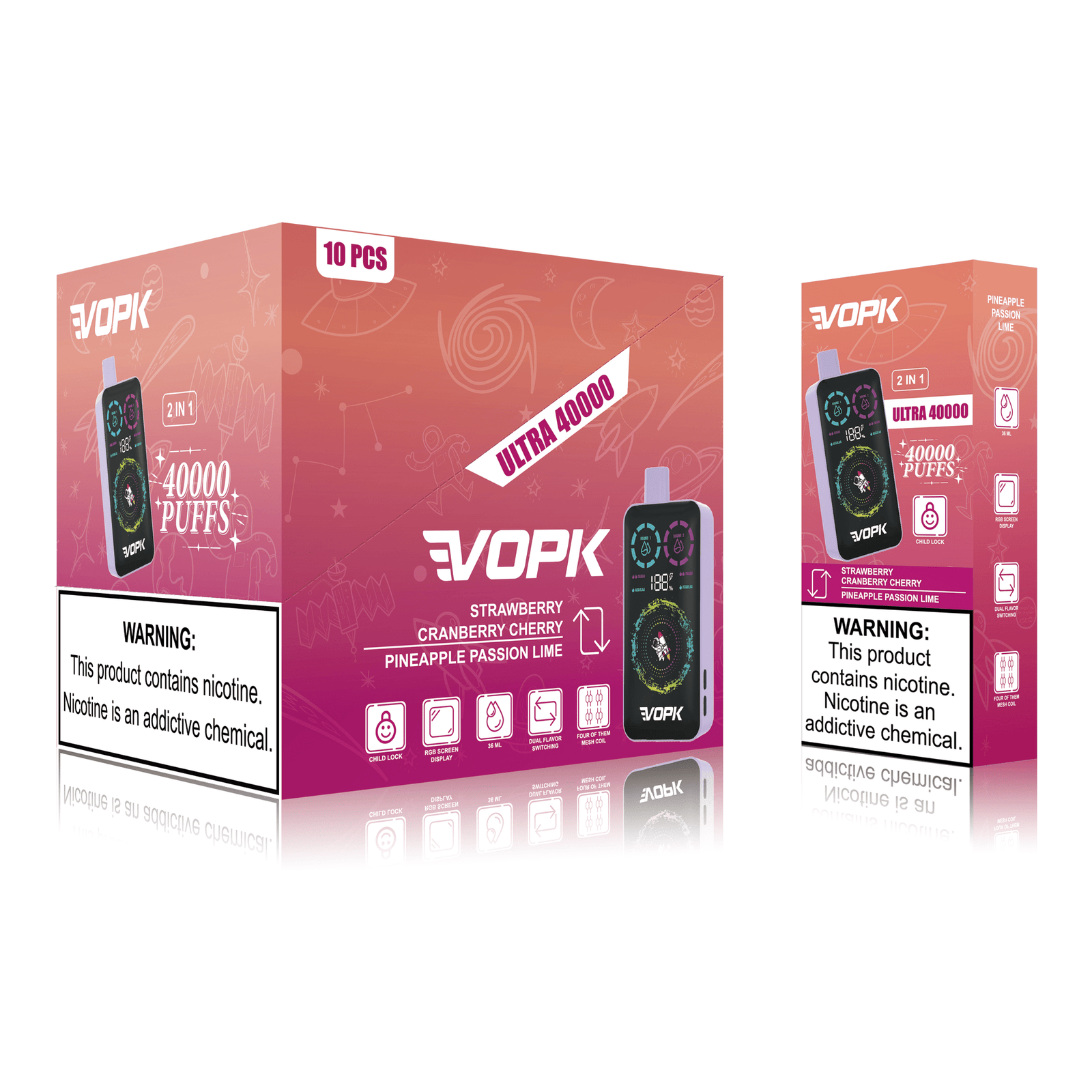 VOPK ULTRA 40000 Puffs Disposable Vape - Dual Flavor Screen Display - Image 7