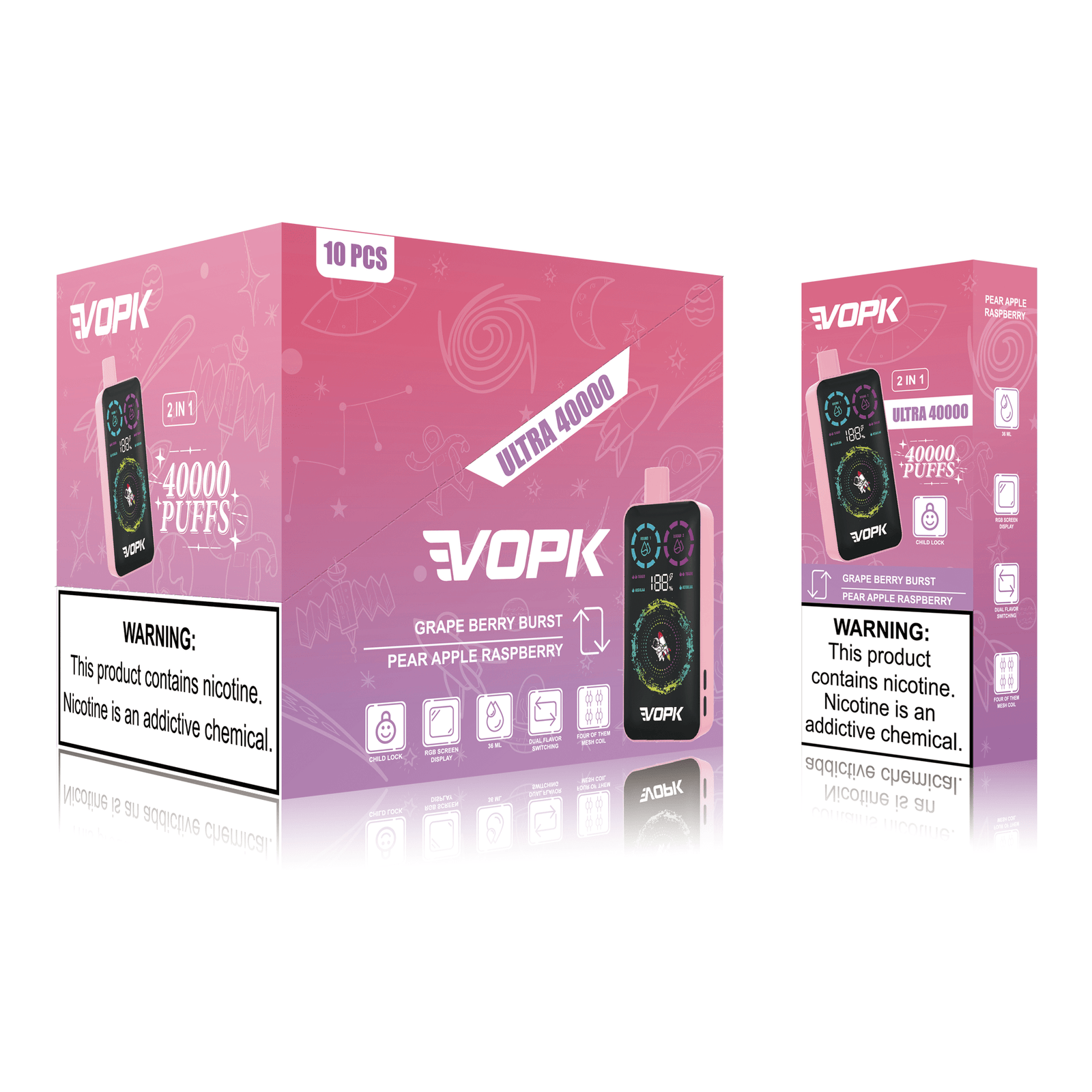 VOPK ULTRA 40000 Puffs Disposable Vape - Dual Flavor Screen Display - Image 8