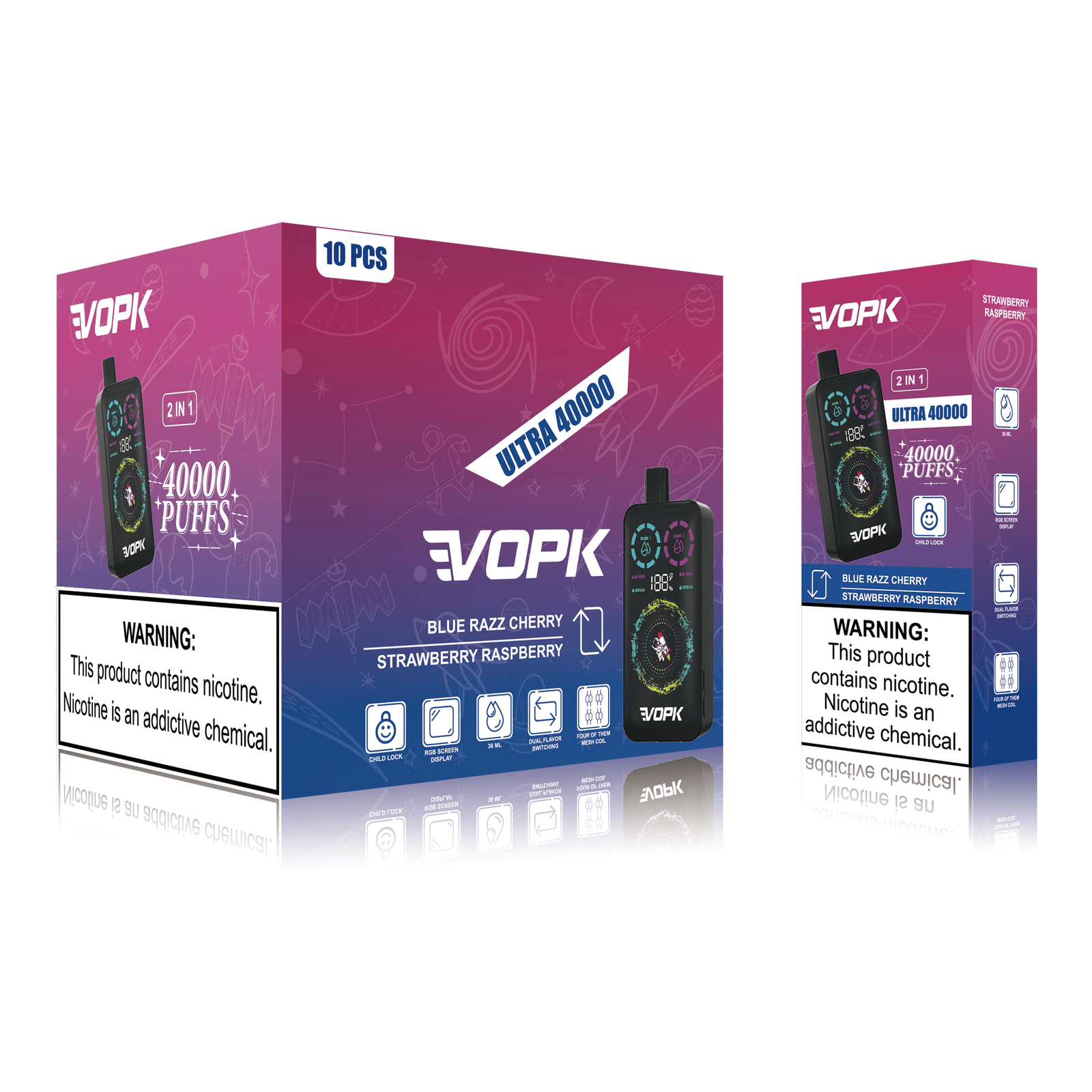 VOPK ULTRA 40000 Puffs Disposable Vape - Dual Flavor Screen Display - Image 9