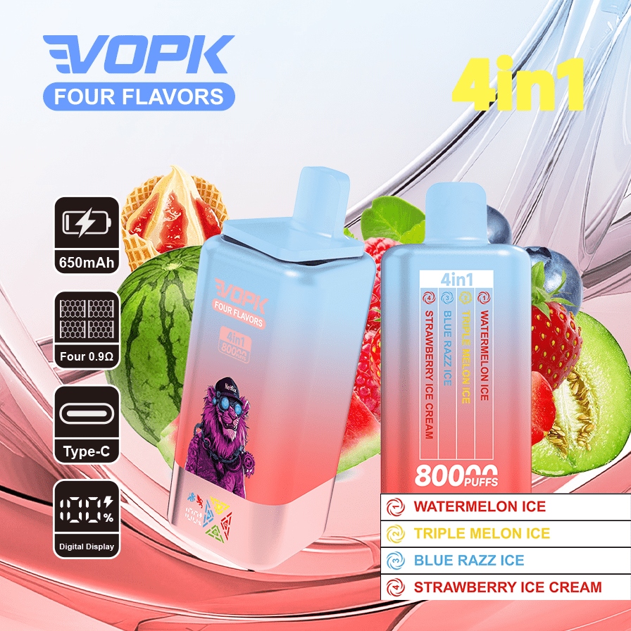 VOPK 4-in-1 80000 Puffs Disposable Vape - Quad-Flavor Technology with Mesh Coil - Image 8