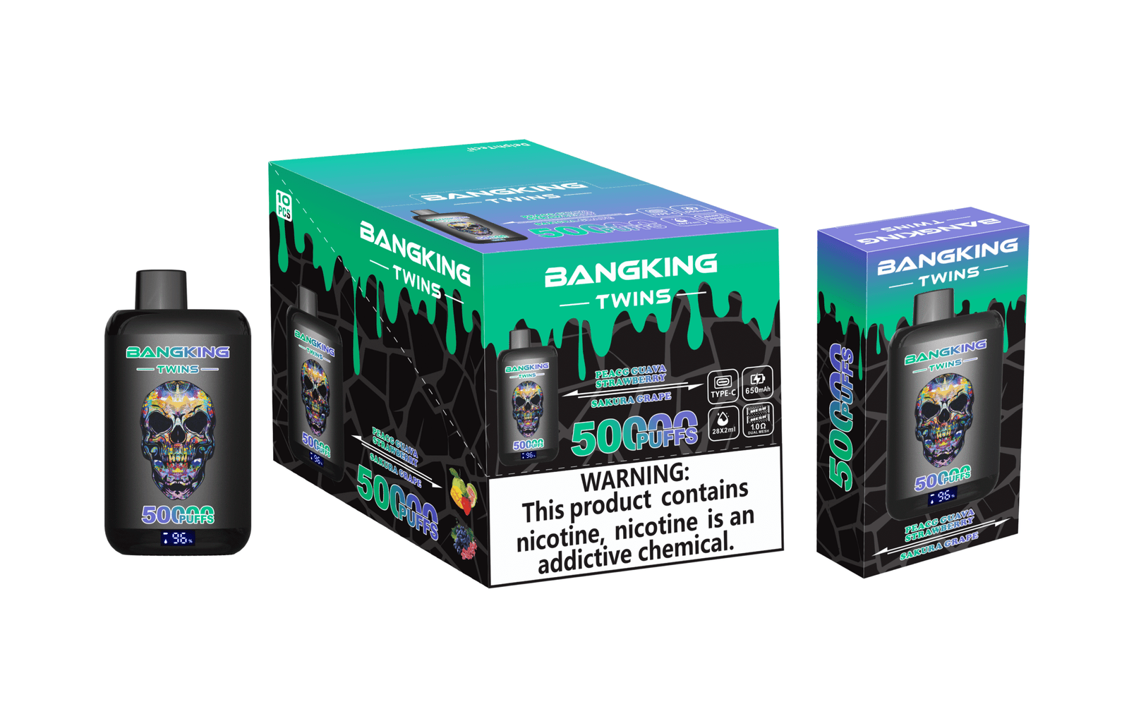 Bang King Twins 50000 Puffs Dual Pod Disposable Vape 56mL Total E-Liquid Dual Mesh Coil Type-C Rechargeable - Image 8