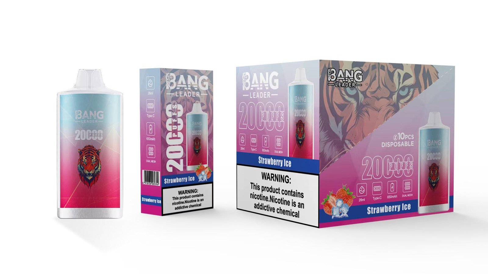 BANG LEADER 20000 Puffs Rechargeable Disposable Vape Massive 28mL E-liquid Dual Mesh Coil 650mAh Battery - Image 5