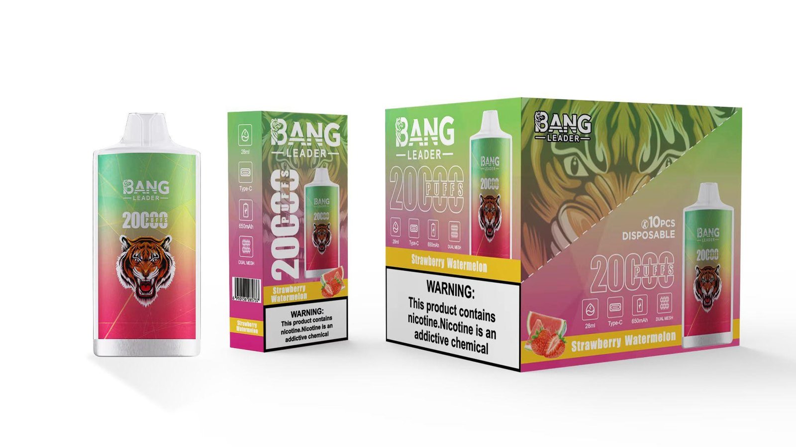 BANG LEADER 20000 Puffs Rechargeable Disposable Vape Massive 28mL E-liquid Dual Mesh Coil 650mAh Battery - Image 3