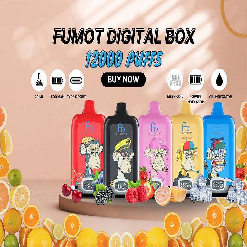 Fumot Digital Box 12000 Puffs | RandM 12K Disposable Vape | Smart LED Display (Battery & Juice) | 20ml E-Liquid & Mesh Coil | Rechargeable Type-C - Wholesale Europe