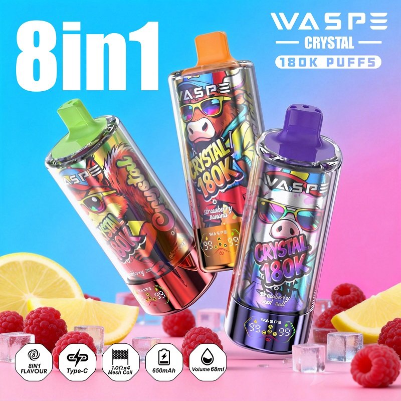 WASPE 8 in 1 Crystal 180000 Puffs Disposable Vape – 180K Puffs with Rotate-to-Switch Flavor System & Quad Mesh Coil - Image 5