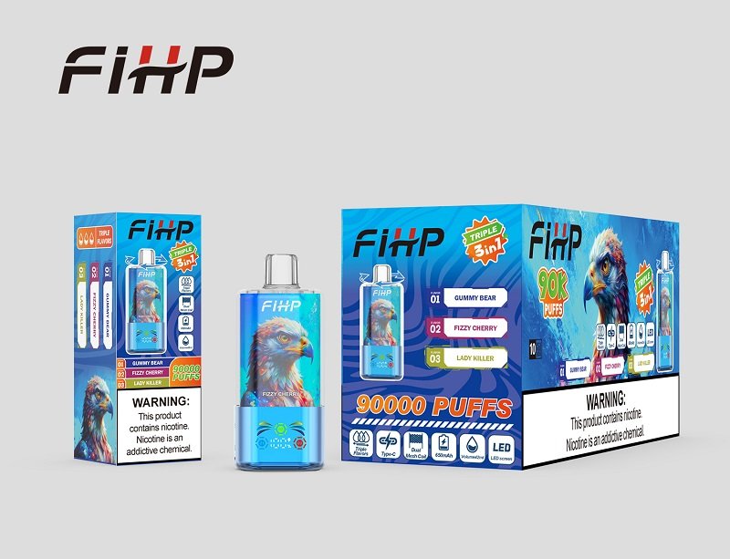FIHP 90K 90,000 Puffs 3-in-1 Triple Flavor Disposable Vape | Dual Mesh Coil & Smart LED Display - Image 4