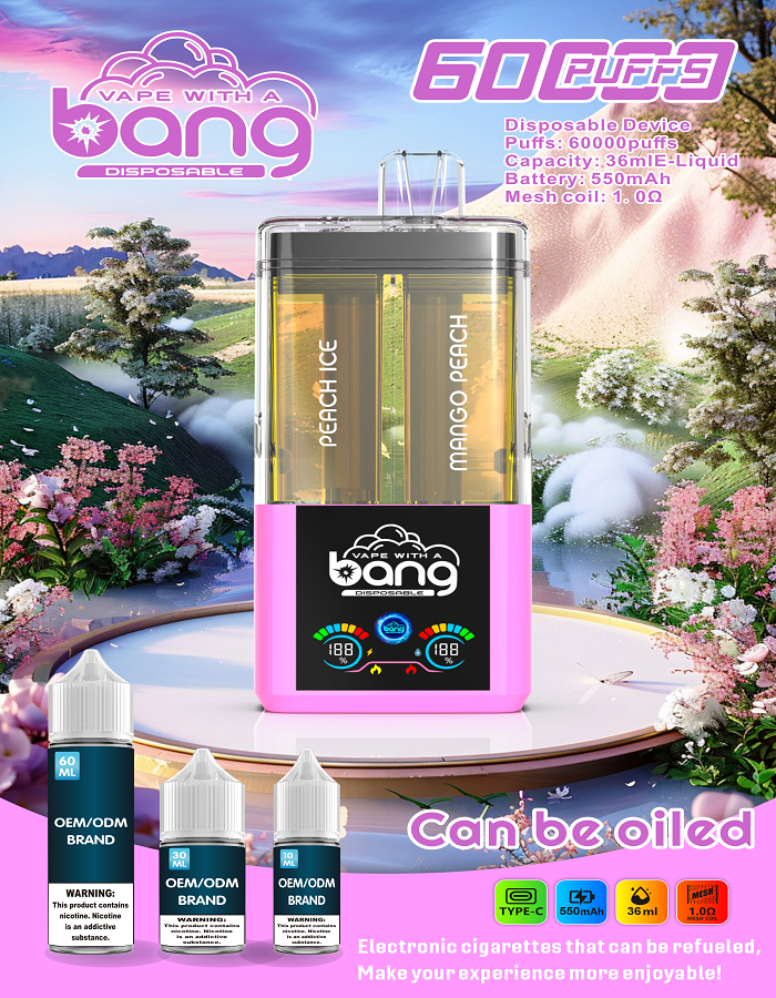 Bang 60000 Puffs Refillable Disposable Vape | Smart LED Display & Dual Mesh Coil | 36ml Large Capacity Rechargeable E-Cigarette - Image 7