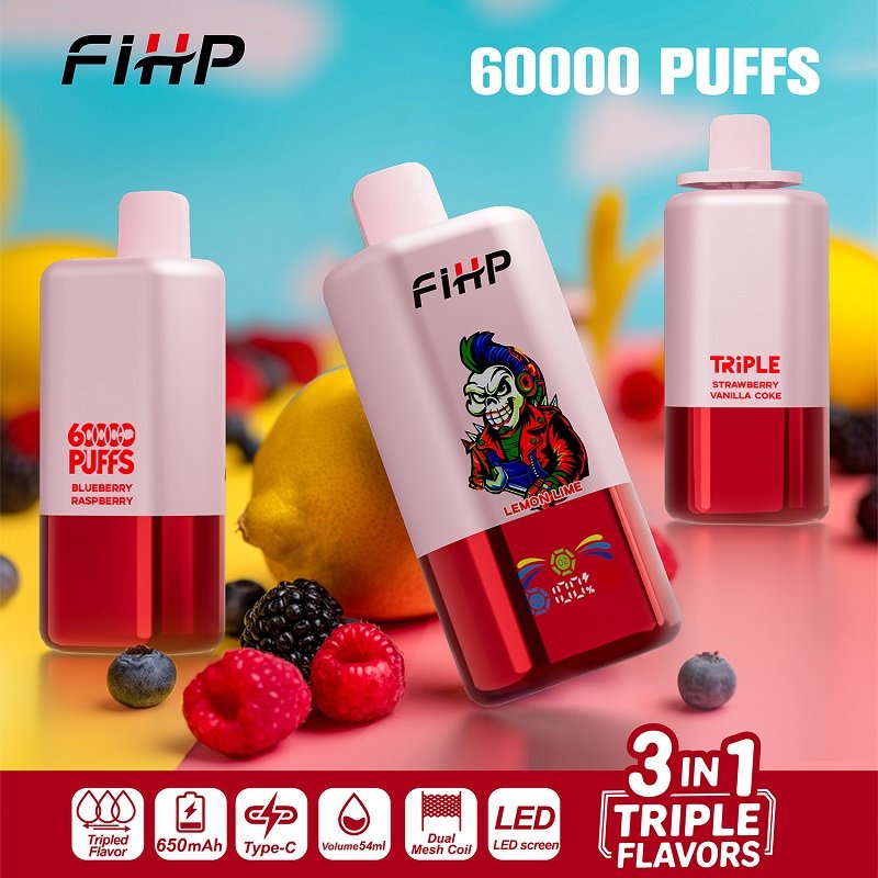 FIHP 60000 Puffs 3-in-1 Disposable Vape | Triple Flavor Switch | 54ml E-Liquid Capacity | Dual Mesh Coil & LED Screen | 650mAh Type-C Rechargeable - Wholesale Bulk - Image 2
