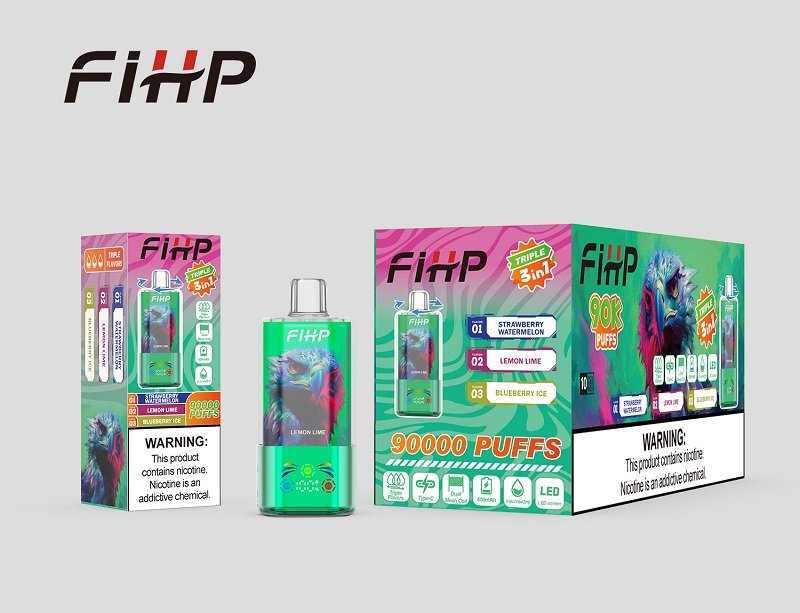 FIHP 90K 90,000 Puffs 3-in-1 Triple Flavor Disposable Vape | Dual Mesh Coil & Smart LED Display - Image 6