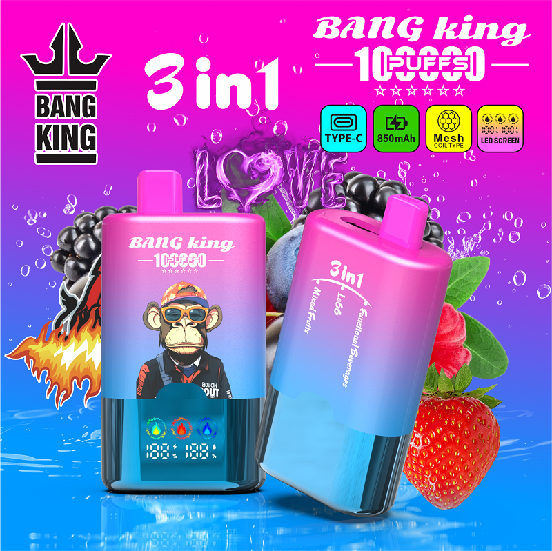 Bang King 100,000 Puffs 3-in-1 Disposable Vape - 100K Puffs with Triple Flavor Switch & LED Screen | Europe Wholesale - Image 7