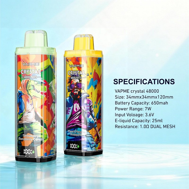 VAPME CRYSTAL 48000 Puffs Disposable Vape - Smart LED Display & Dual Mesh Coil - 26ml E-Liquid Capacity - Image 4